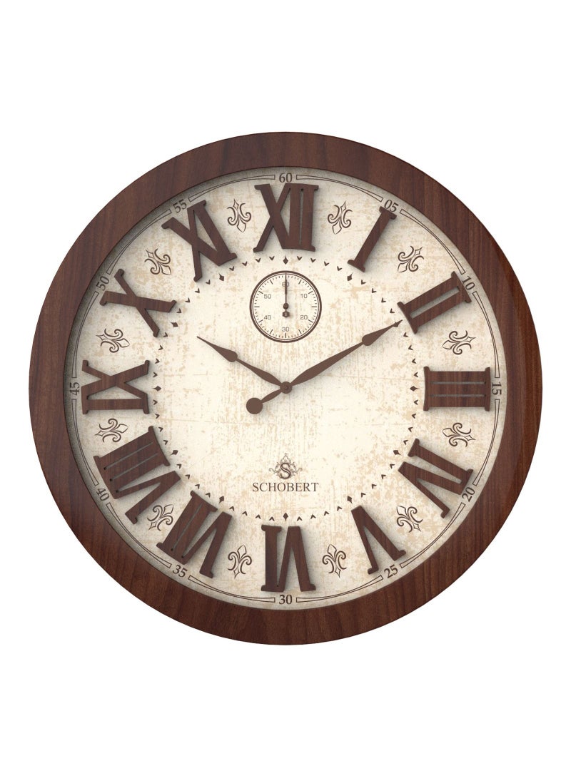 Schobert Wooden Wall Clock  60cm Silent Silky Move Sub-Second Hand 3D Numerals - Image 1