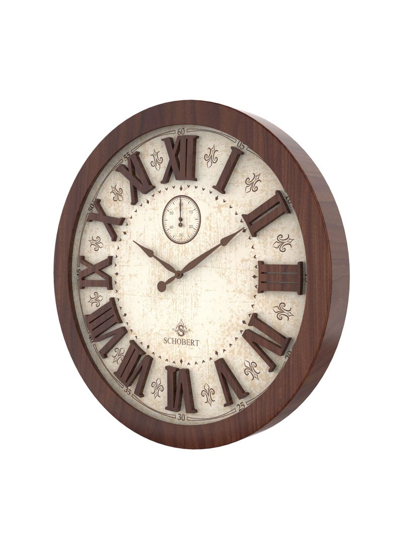 Schobert Wooden Wall Clock  60cm Silent Silky Move Sub-Second Hand 3D Numerals - Image 2