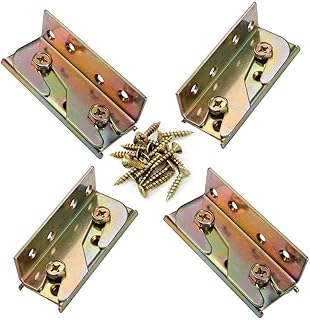 Socell 4 Sets Bed Rail Brackets Heavy Duty No-Mortise Bed Rail Fittings Wooden Bed Frame Connectors with Screws for - Image 1