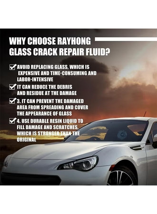 RAYHONG Windshield Crack Repalr for Glass Crack Repair Adhesive, 2025 Upgrade Windshield Repair Kit, Multifunctional Cracks Gone Glass Repair Fluid for Fixing Chips, Window Crack Repair Kit - Image 3