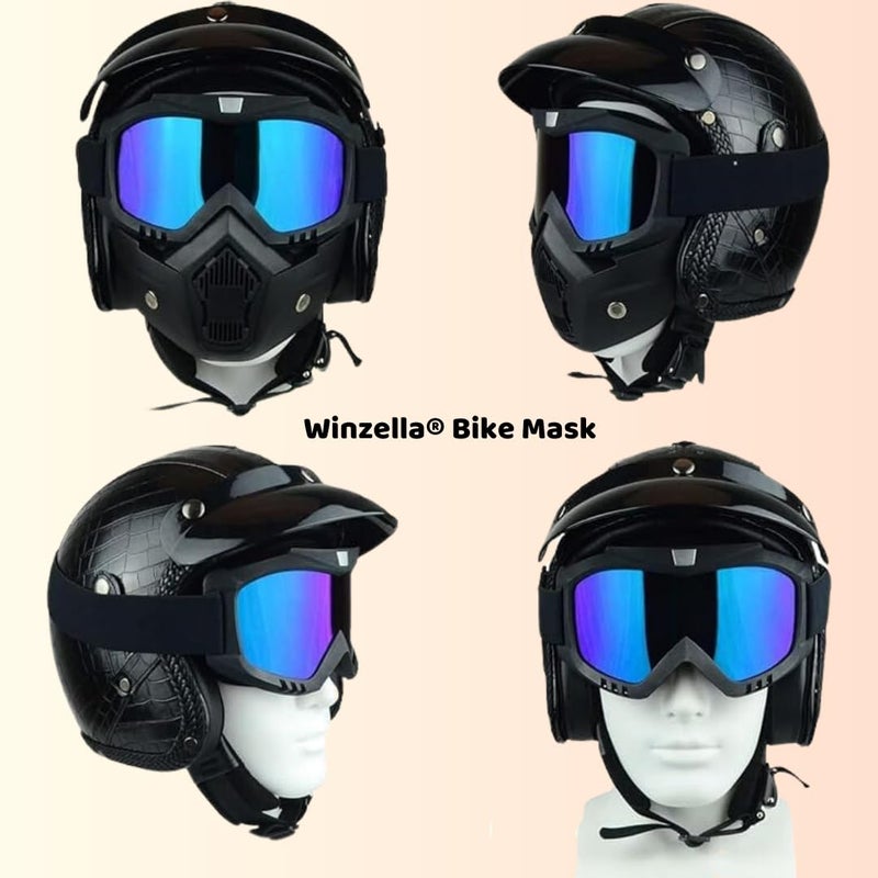 JB Export قناع نظارات جي بي إكسبورت المضاد للخدش مع حماية من الأشعة فوق البنفسجية للوجه المفتوح والنظارات مقاوم للرياح ودرع ضد الأوساخ بحزام قابل للتعديل مع وسادة من الفوم الناعم وقابل للفصل للدراجات وسباقات الطرق الوعرة وركوب الدراجات للجنسين - Image 4