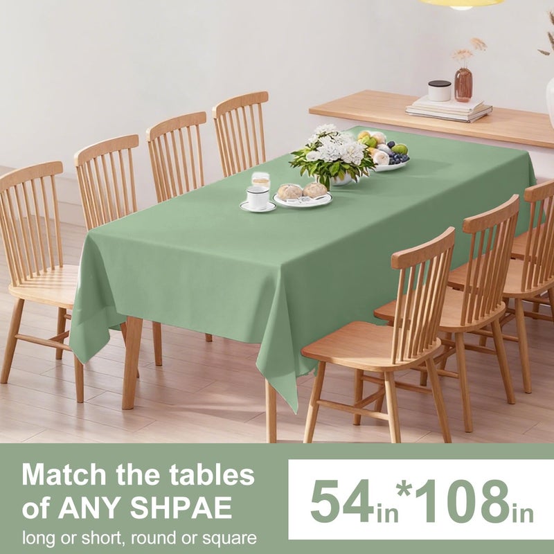 Oigco Sage Green Tablecloth - 3 Pack 54" Ã— 108" Rectangle Disposable Sage Green Table Cloth, Waterproof Plastic Table Cover for Party, Wedding, Holiday & Gathering Use - Image 2