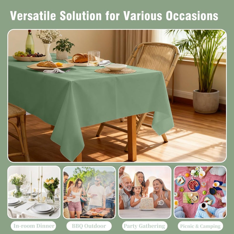 Oigco Sage Green Tablecloth - 3 Pack 54" Ã— 108" Rectangle Disposable Sage Green Table Cloth, Waterproof Plastic Table Cover for Party, Wedding, Holiday & Gathering Use - Image 3