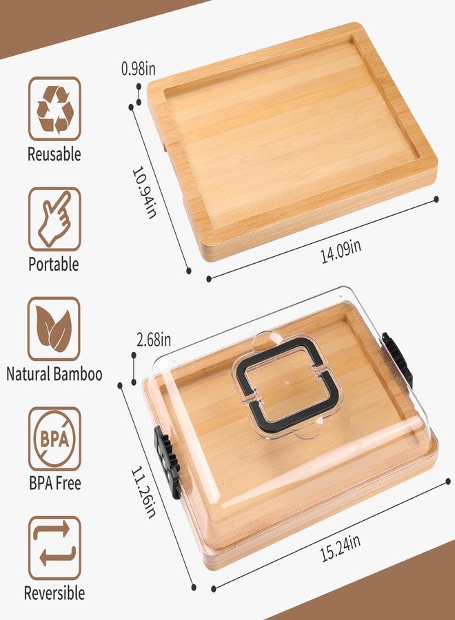 CAWIU Charcuterie Board with Lid and Handle - Portable Travel Design Bamboo Cheese Board Set with 4 Cheese Tools, Gift for Housewarming, Weddings, Picnics(1 Compartment, Black) - Image 5