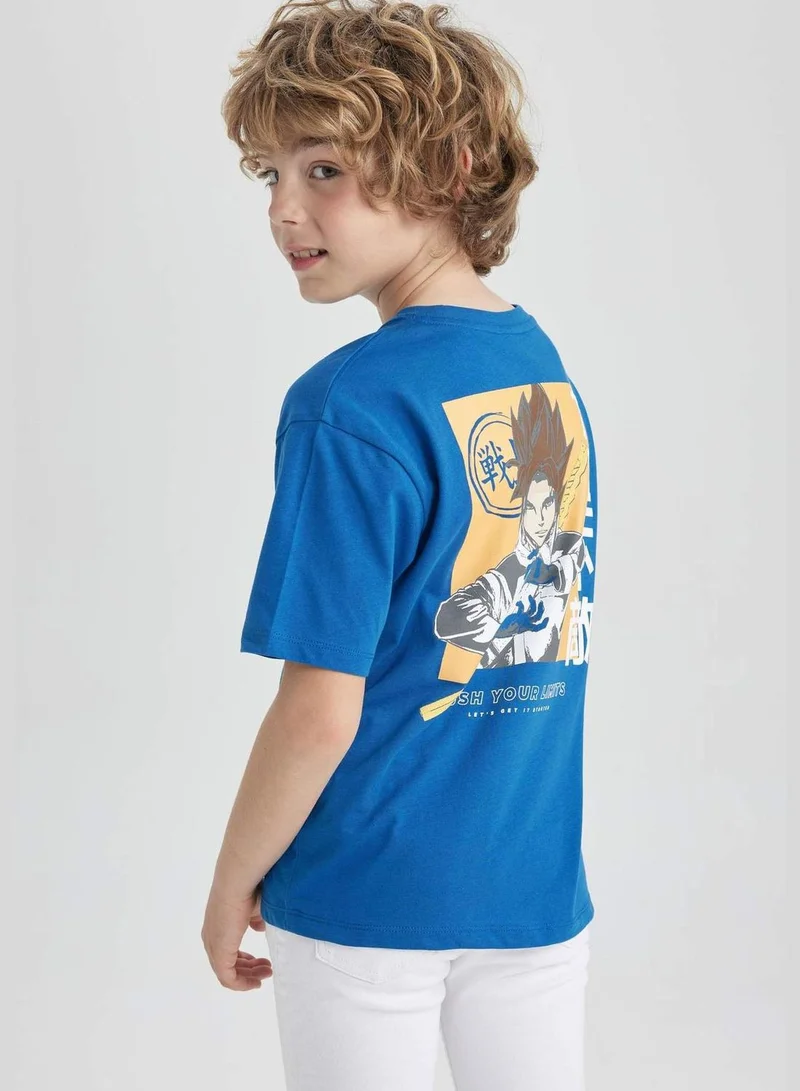 ديفاكتو Boy Oversize Fit Crew Neck Knitted Short Sleeve T-Shirt