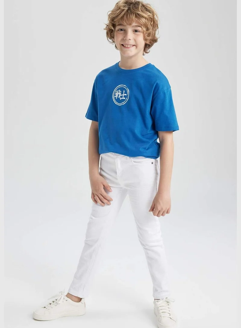 ديفاكتو Boy Oversize Fit Crew Neck Knitted Short Sleeve T-Shirt