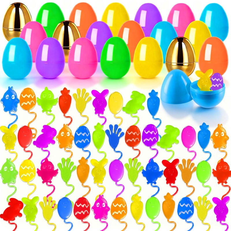 Garma 24 Pack Prefilled Easter Eggs with 48 Pcs Sticky Hands Toys for Kids - Plastic Easter Eggs with Sticky Hands Boys Girls Easter Basket Stuffers Fillers Party Favors Egg Hunt Classroom Prizes - Image 1