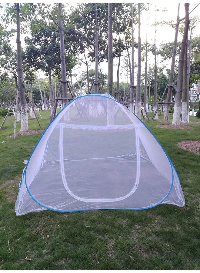 PEI  AN Foldable Pop-Up Mosquito Net Tent Polyester White/Blue 180x200x150cm  - Image 2
