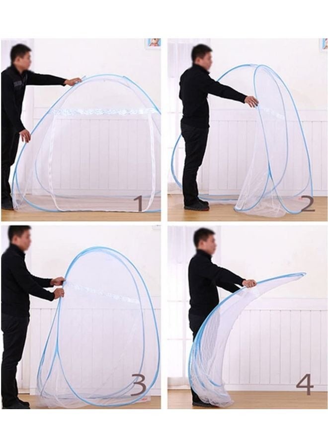 PEI  AN Foldable Pop-Up Mosquito Net Tent Polyester White/Blue 180x200x150cm  - Image 5