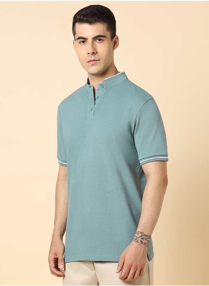 Dennis Lingo Mandarin Collar Cotton T-shirt  - Image 3