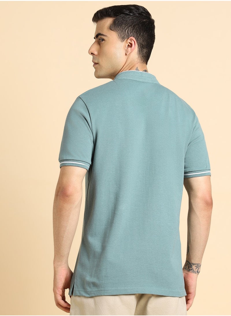 Dennis Lingo Mandarin Collar Cotton T-shirt  - Image 5