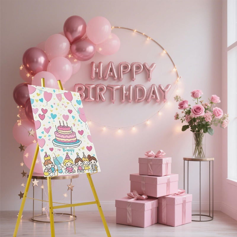 Fatilin Gold Easel Stand for Signâ€“Adjustable Floor Heavy Duty Metal Display Easel for Wedding Signs, Art, Posters, Pictures Welcome Signs 4-Tier Height Commercial Display Easel for Parties & Galleries - Image 3