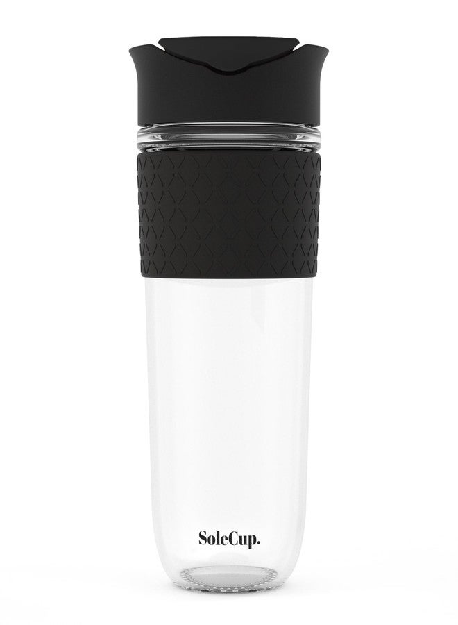 SoleCup. Large Travel Mug - Reusable Insulated Coffee Mug - 18oz/530ml BPA-Free Hot Drink Travel Mug with Lid & Silicone Band (Black) - Image 1