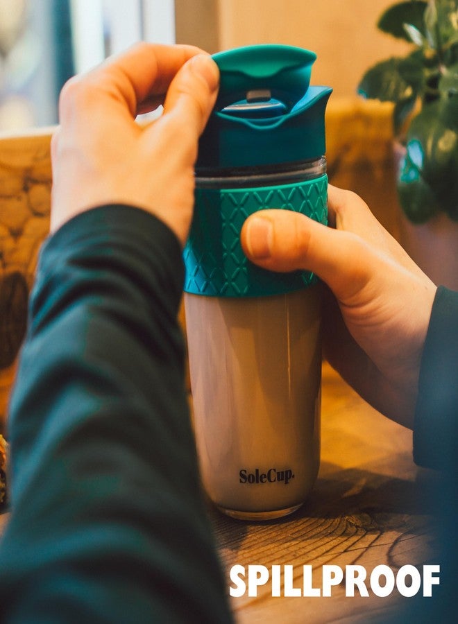 SoleCup. Large Travel Mug - Reusable Insulated Coffee Mug - 18oz/530ml BPA-Free Hot Drink Travel Mug with Lid & Silicone Band (Black) - Image 3