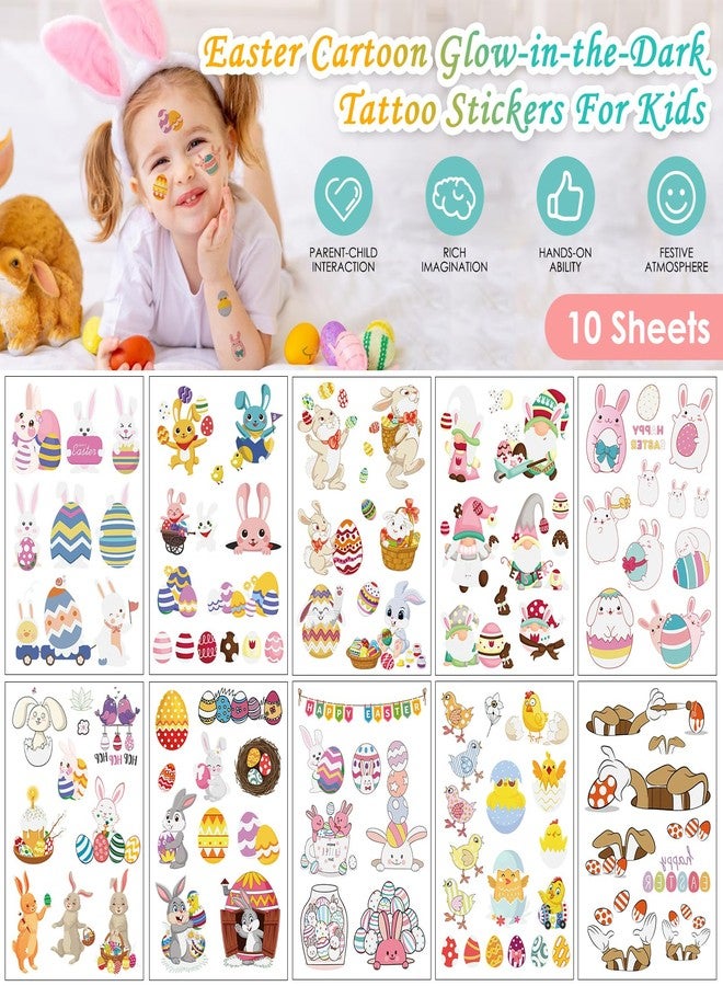 BULEFSEA 100Pcs Easter luminous temporary tattoos for kids,Glow in The Dark Easter Basket party Tattoos stickers, dwarf colored egg carrot rabbit egg facial makeup Tattoos, holiday party Supplies Favors Gifts - Image 3