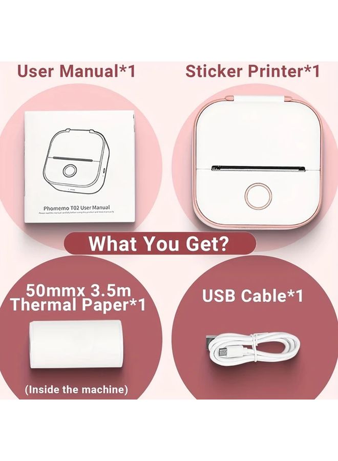 Phomemo T02 Wireless Thermal Portable Printer White 203dpi Compact Bluetooth for Photo Label Receipt Office School Travel - Image 5