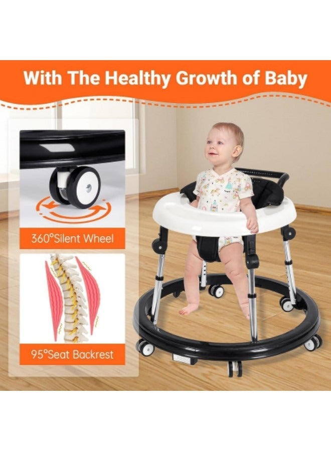 GGEROU مشاية أطفال، مشاية أطفال قابلة للطي، ارتفاع قابل للطي وقابل للتعديل مع عجلات مضادة للسقوط، مشاية أطفال باللون الأسود - Image 5