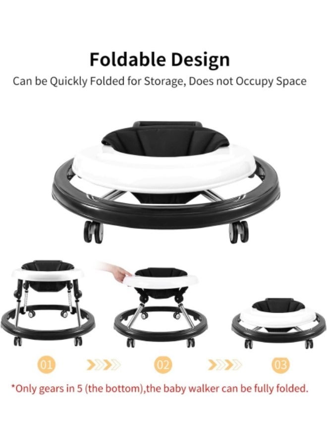 GGEROU مشاية أطفال، مشاية أطفال قابلة للطي، ارتفاع قابل للطي وقابل للتعديل مع عجلات مضادة للسقوط، مشاية أطفال باللون الأسود - Image 4