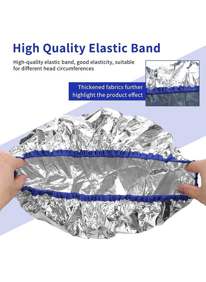 4 Pcs Heat Cap for Deep Conditioning Aluminum Foil Heat Cap Reusable Steam Processing Caps Thickened Shower Caps for Long Hair Dyeing Home Salon White Blue Hot Oil Tools - Image 3