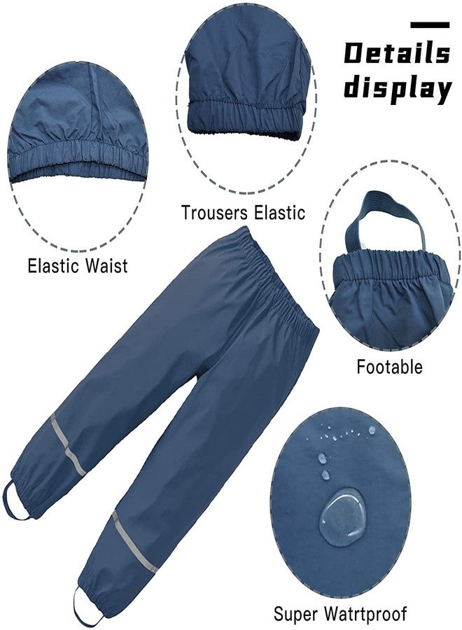 QILUCKY Unisex rain Pants Children, Breathable and Windproof, Pants Breathable mud Pants, rain Mud Trousers Over Pants Trousers Overtrousers for Girls Boys 98 4-5T Navy - Image 3
