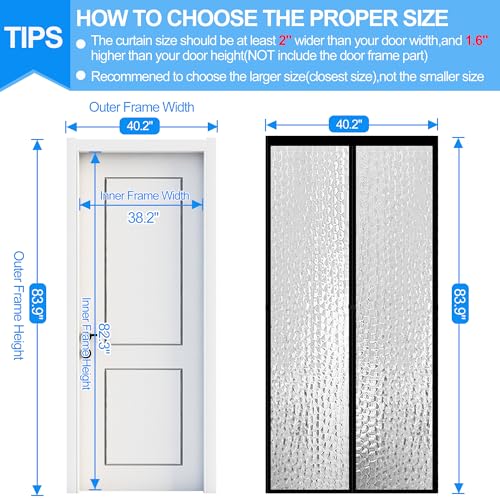 RELIANCER Magnetic Thermal Insulated Door Curtain,Waterproof EVA Door Cover,Fit Doors Size Up to 38"x82",Temperature Protection Insulated Doorway Curtain Partition,Patio Self-Closing Doors Net Screen - Image 2