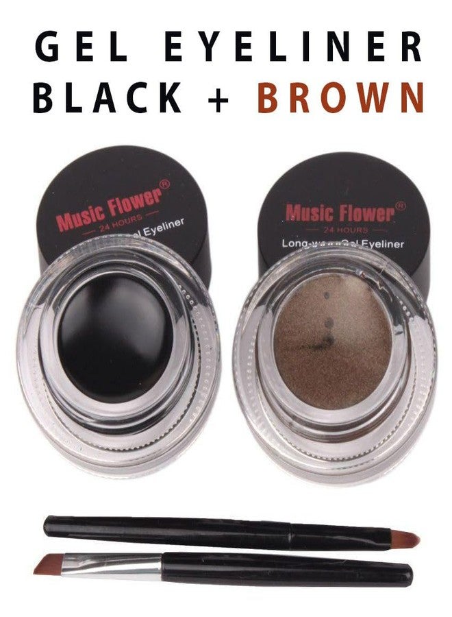 Alku 2-in-1 Black and Brown Gel Eyeliner Set with Brushes, Long-lasting Waterproof Formula - Image 3