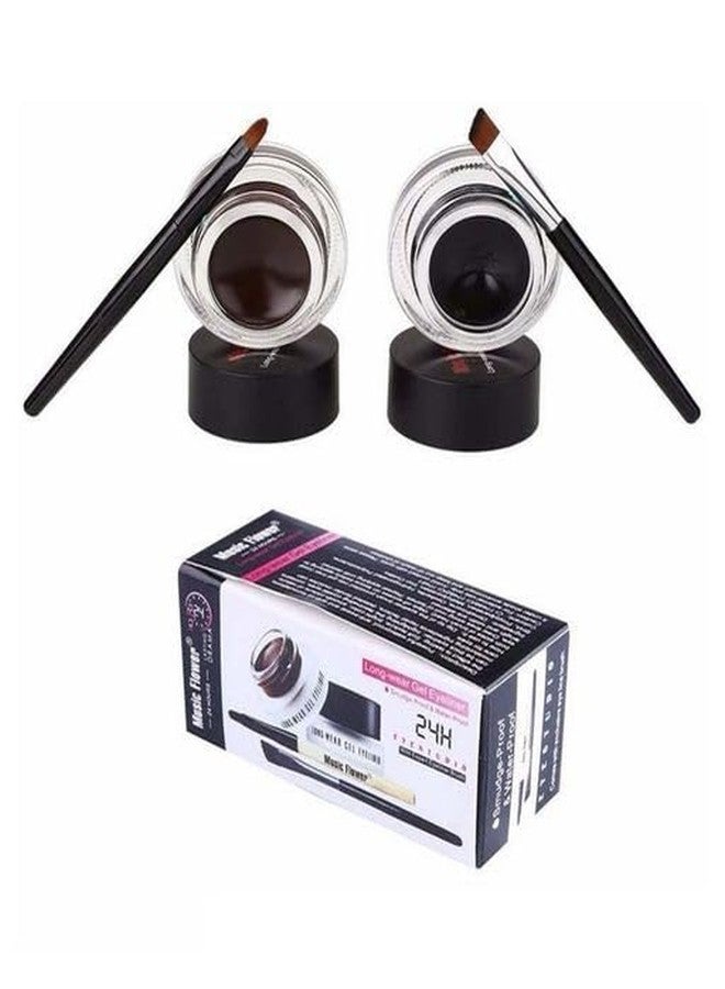 Alku 2-in-1 Black and Brown Gel Eyeliner Set with Brushes, Long-lasting Waterproof Formula - Image 1