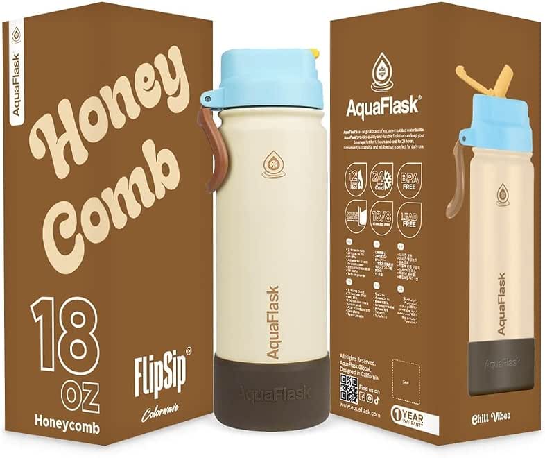 AquaFlask Colorwave Flip Sip 18Oz Honey Comb Af-V275
