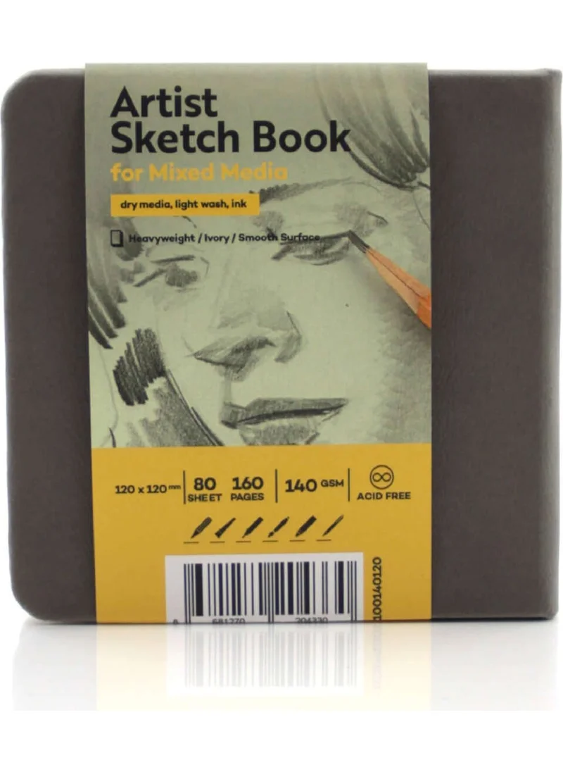 Hobi Market Art Hobby Market Art Sketchbook Hard Cover Sketch Drawing Book 140 Gr. 12X12 cm. 80 Ed. Grey