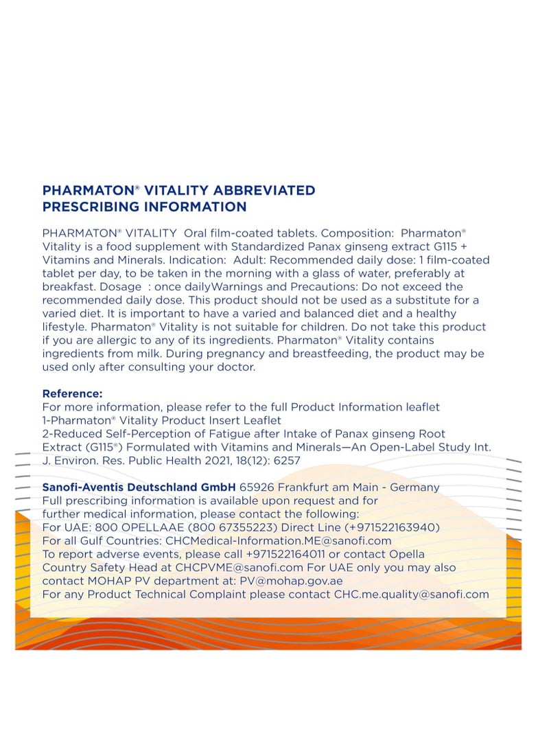 Pharmaton Vitality Tablet 30'S - Image 2