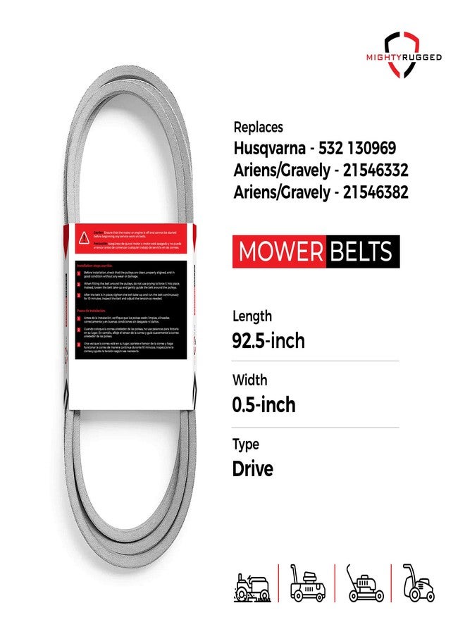 MightyRugged 532130969 Husqvarna Drive Belt Replacement - Belt Length 92.5" - Heavy-Duty, Durable, Aramid Cord AYP/Husqvarna/John Deere Mower Drive Belt for Mowers - Replaces 532130969, 21546332, 21546382 - Image 2