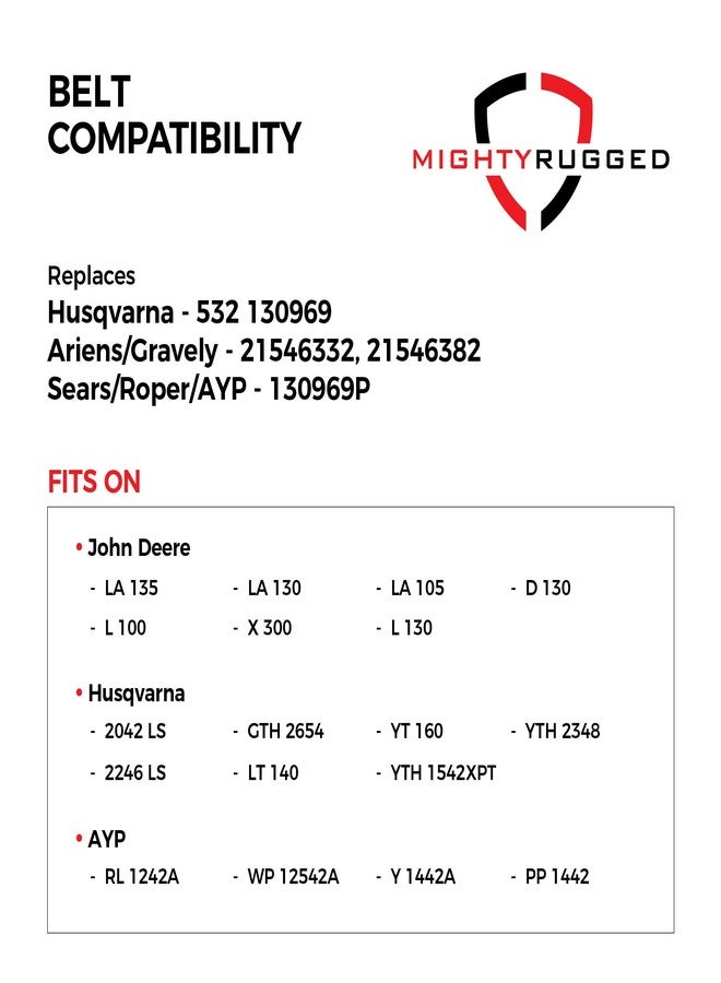 MightyRugged 532130969 Husqvarna Drive Belt Replacement - Belt Length 92.5" - Heavy-Duty, Durable, Aramid Cord AYP/Husqvarna/John Deere Mower Drive Belt for Mowers - Replaces 532130969, 21546332, 21546382 - Image 3