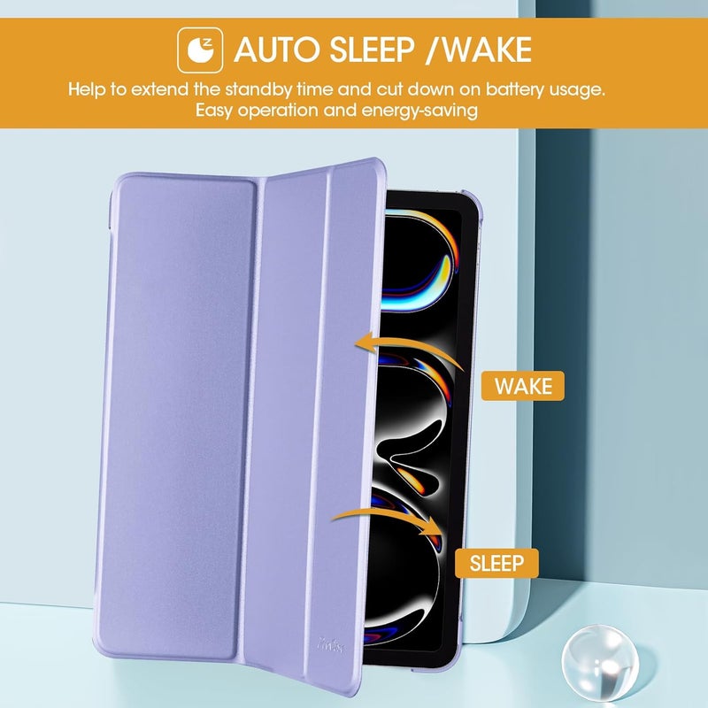 Procases For Ipad Pro 13 Inch Case 2024 M4/7Th Gen , Ipad M4 13 Case Smart Folio Ipad Pro 13 Case, Slim Stand Hard Shell Back 13-Inch 2024 Ipad Pro Case For A2925 A2926 A3007 -Lightpurple - Image 4