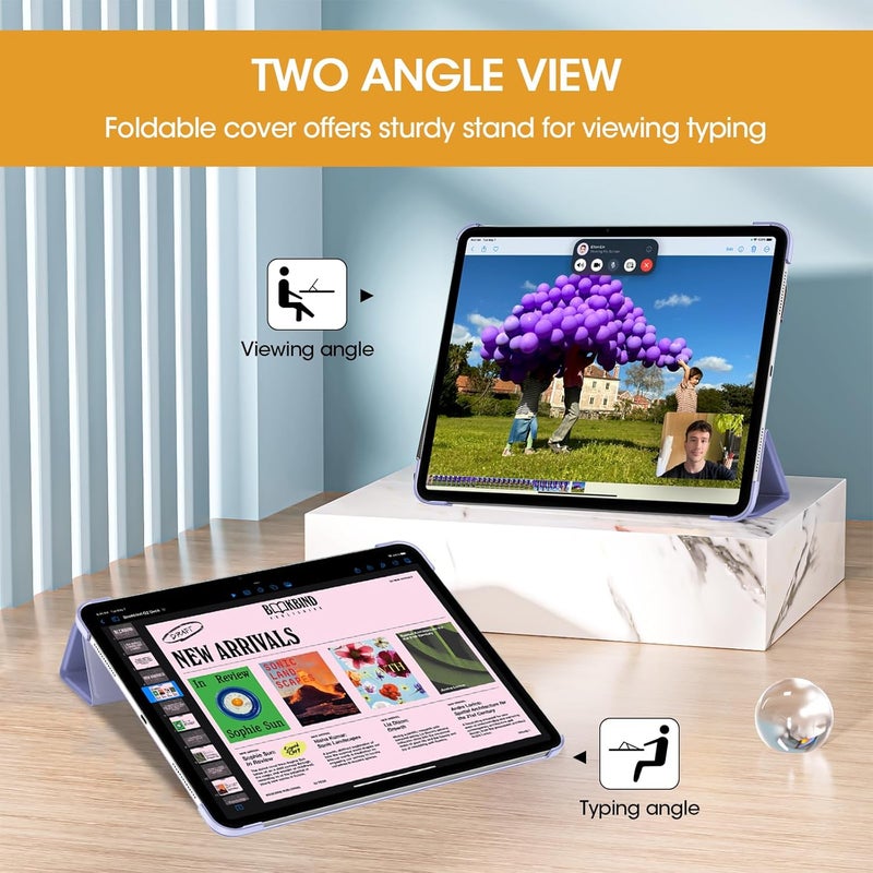 Procases For Ipad Pro 13 Inch Case 2024 M4/7Th Gen , Ipad M4 13 Case Smart Folio Ipad Pro 13 Case, Slim Stand Hard Shell Back 13-Inch 2024 Ipad Pro Case For A2925 A2926 A3007 -Lightpurple - Image 5