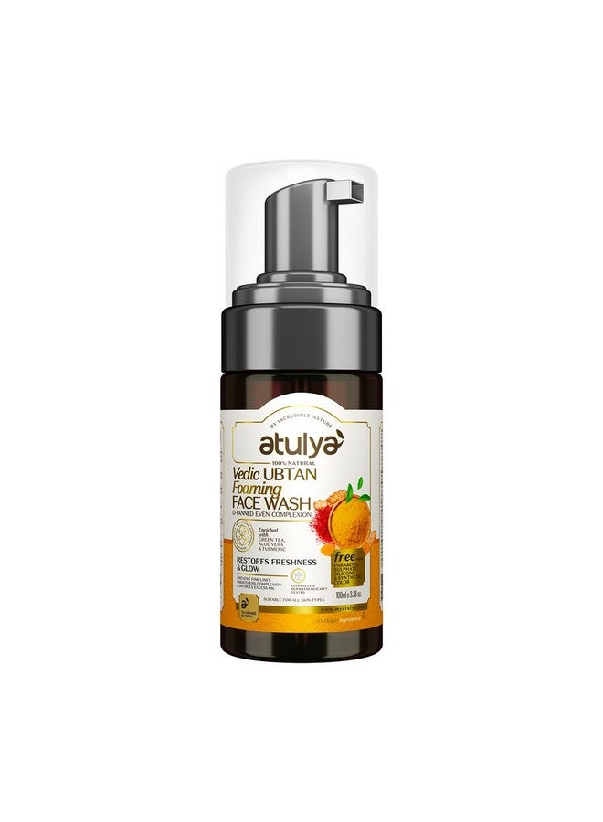 ATULYA Vedic Ubtan Foaming Face Wash with Pump | Revitalizes Dull and Tanned Skin | Unclogs Pores | Fights Free Radicals | Reduces Sun Tan| Convenient Pump | Suitable for All Skin Types| 100 ml