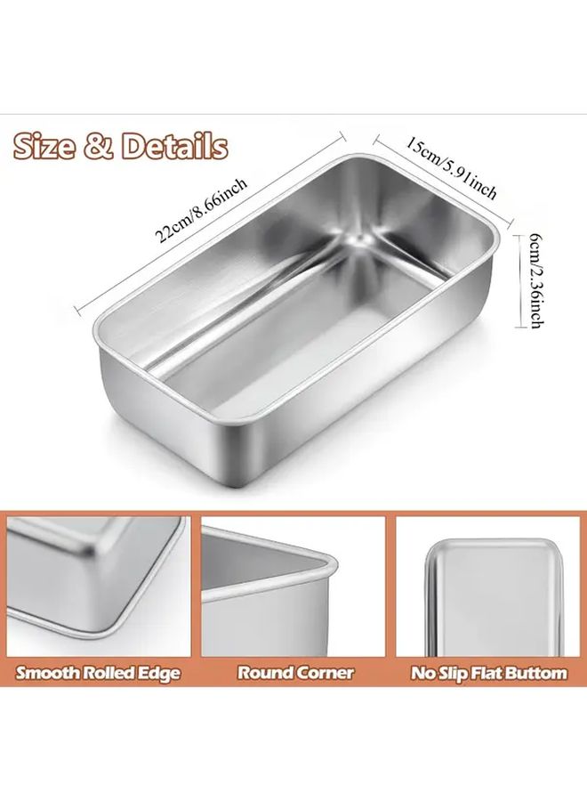 2 Stainless Steel Baking Pans With Lids Silvery Oven Safe For Cakes Brownies - Image 3
