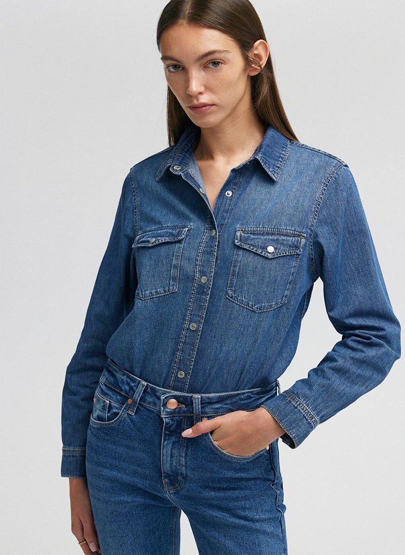 MAVI Merida Dark Real Blue Jean Shirt - Image 1