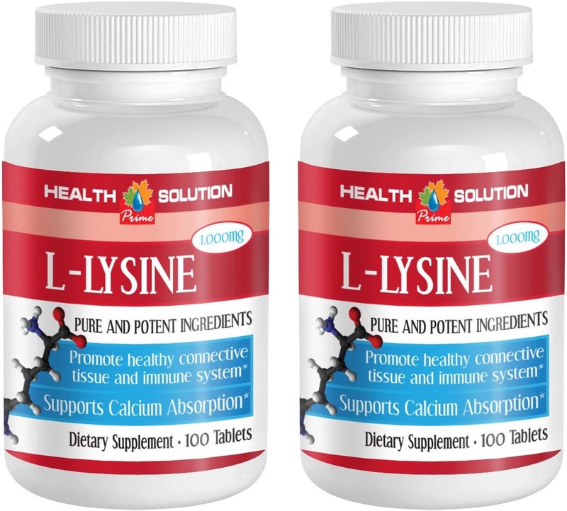 Health Solution Prime كبسولات ليسين LLYSINE 1000MG لتحسين المناعة مكمل ليسين عضوي مسحوق ليسين للبشر مصمم لمكملات الرياضة حبوب الطاقة بدون كافيين حبوب الطاقة للتركيز 2 زجاجة 200 قرص - Image 1
