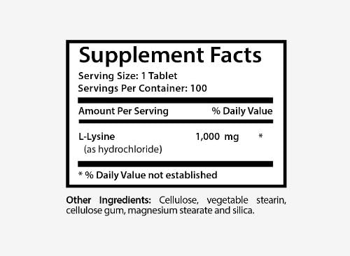 Health Solution Prime كبسولات ليسين LLYSINE 1000MG لتحسين المناعة مكمل ليسين عضوي مسحوق ليسين للبشر مصمم لمكملات الرياضة حبوب الطاقة بدون كافيين حبوب الطاقة للتركيز 2 زجاجة 200 قرص - Image 2