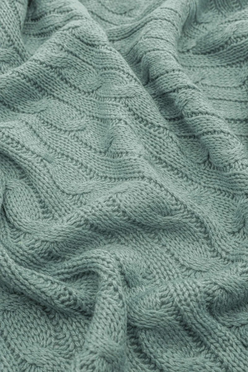Favora Biocotton Knitwear Pompom TV Blanket - Green