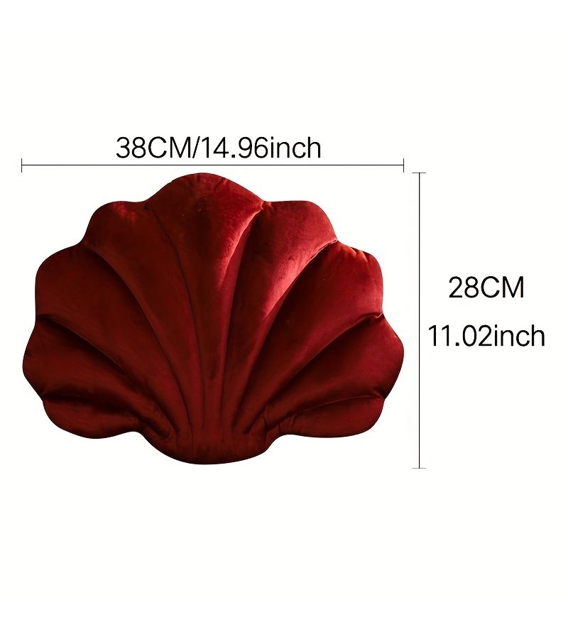 وسادة زينة بصدفة بحرية بلون بورجوندي، مقاس 11x15x4.8 بوصة، ديكور منزلي إبداعي من القماش للأريكة والسيارة وغرفة النوم مع حشوة - Image 3