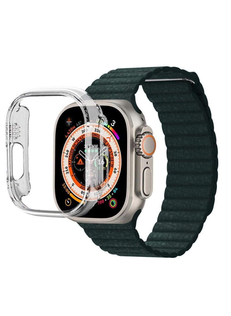 CATANES 2 Packs For Apple Watch Band 49mm Leather Loop Band Magnetic Watch Strap Wristband and Clear Cup Holder Green  - Image 3