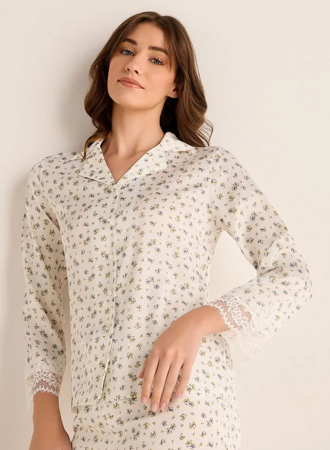 سبلاش فيڤ Pyjama Set Button Down Shirt & Pants Satin