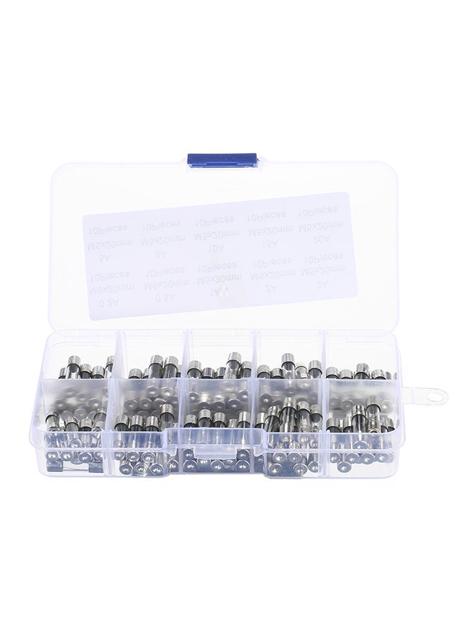 100-Piece Fast Blow Glass Tubes Fuses Assorted Kit Silver  - Image 1