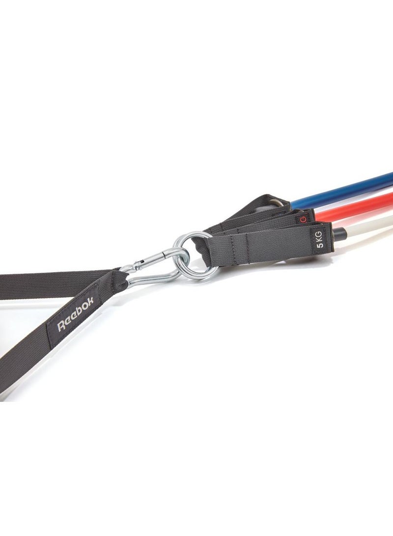 ريبوك مجموعة أنابيب قوة ريبوك – أشرطة مقاومة قابلة للتعديل لتدريبات كاملة للجسم مع مقابض مريحة - Image 3