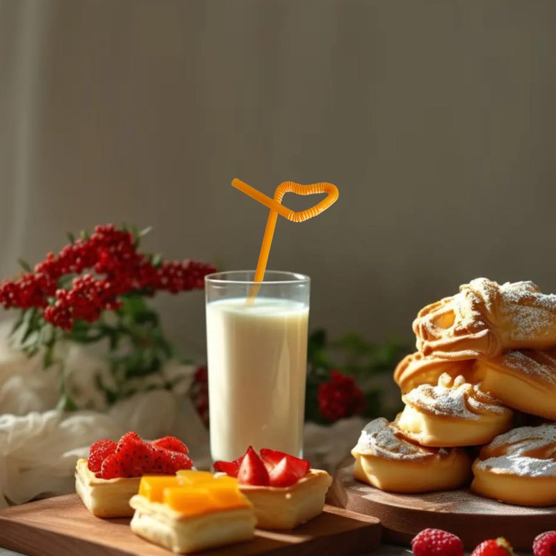 YAOSHENG Water cup Straw 10.23"" x 0.23""Solid Colors Flexible Drinking Straws  Independent packaging Plastic Disposable Bendy Straws (300  transparent) - Image 3