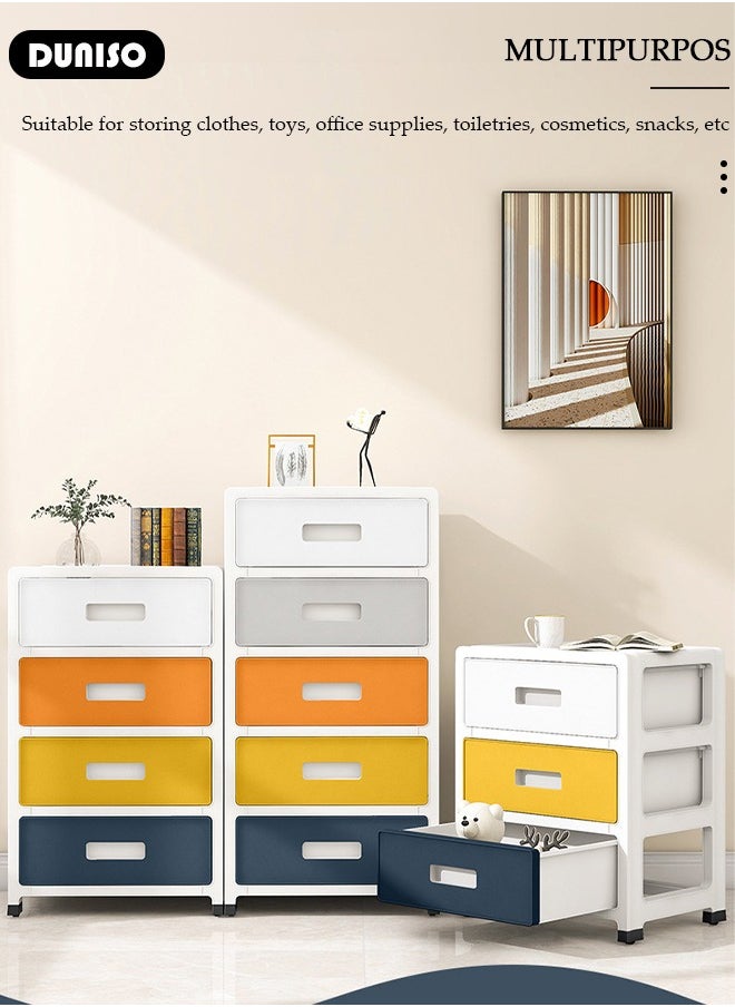 DUNISO 5-layers Drawer Storage Cabinet with Wheels,Toy Storage Box, Plastic Floor Storage Cabinet Drawer Storage Organizer for Clothes,Toys, Dust-proof Storage Containers Shelf Box for Living Room,Bathroom,kitchen,bedroom (35*26*70.5cm)  - Image 2