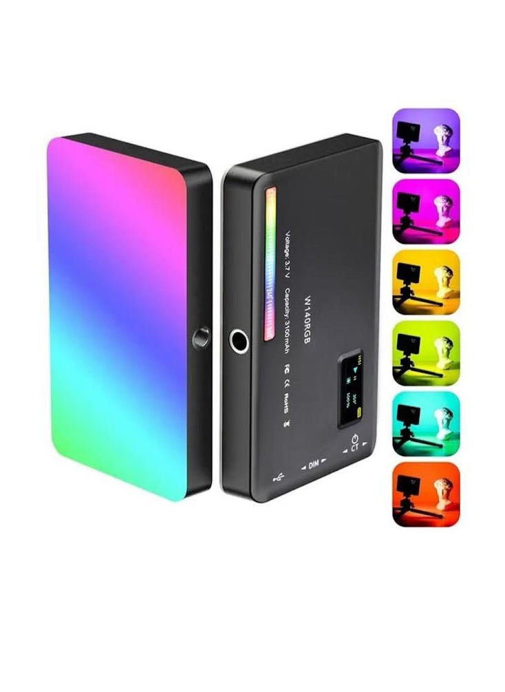 Generic W140 RGB Video Light, Portable LED Camera Light Panel 0-360 Full Color, CRI95+ 2500K-9000K Dimmable 20 Lighting Effects, 3100mAH Rechargeable LED Lighting for Photography, Video Conference, TikTok  - Image 1