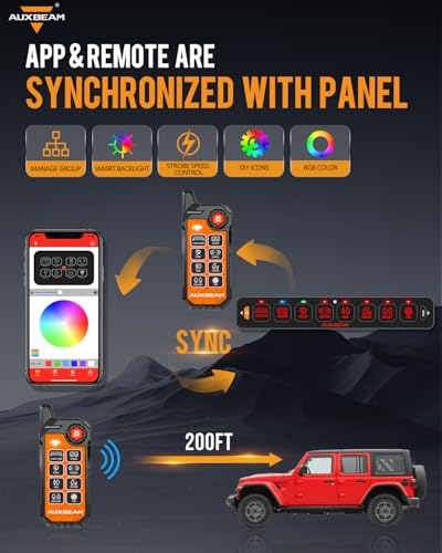 Auxbeam 8 Gang Slim Switch Panel Bluetooth RGB AS800 with APPRemote Control Toggle Momentary Pulsed 80A Switch Pod Off Backlight for 1224V Truck Offroad UTV ATV Car Marine 3 Years Warranty - Image 3