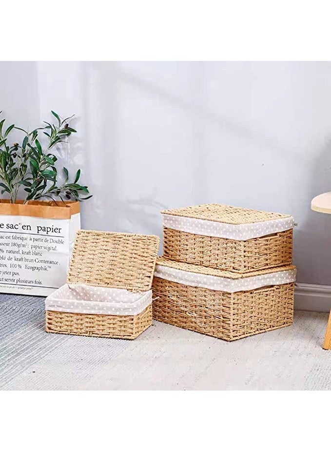 Rattan Storage Box Set with Lid – Stylish Woven Organizer Baskets for Shelves, Closets & Cabinets – Multipurpose Home Storage Solution - Image 5